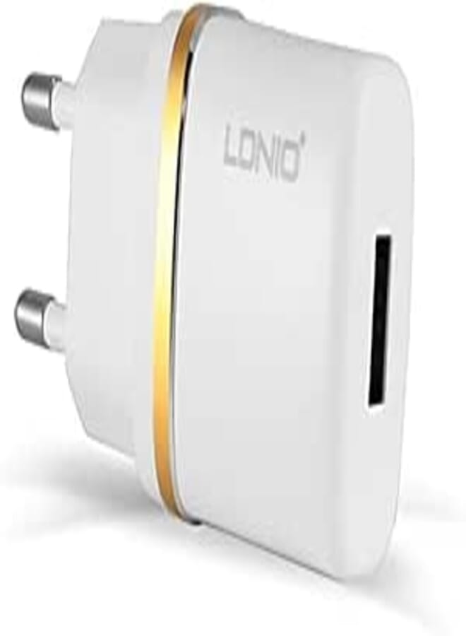 LDNIO DL-AC50 Charger AC Adapter With USB Slot , Strict quality, Compatible With All Devices WithLightning Cable 1M - White